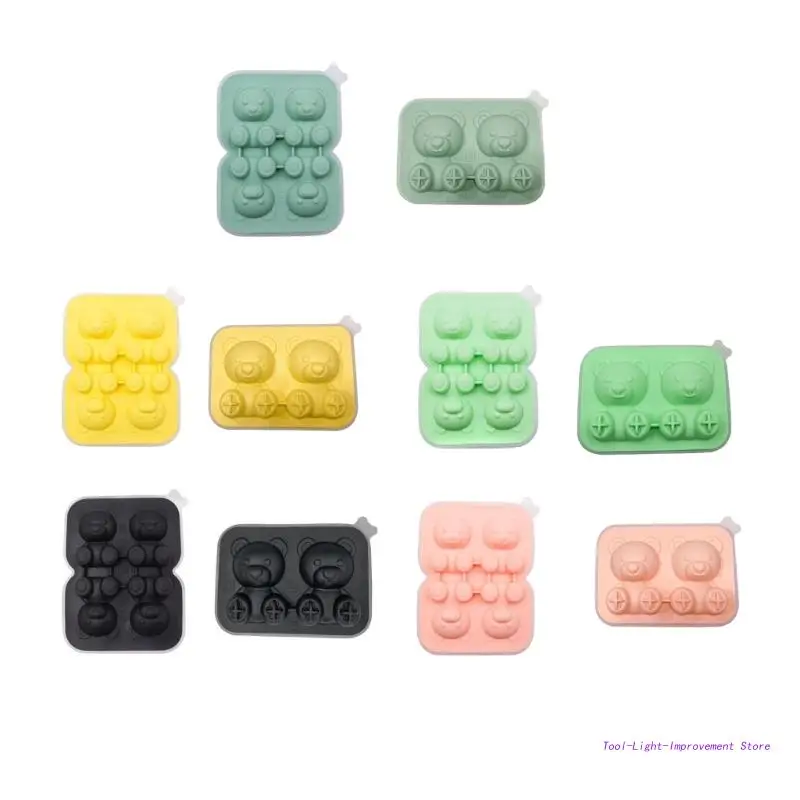 

Ice-Cube Trays for Freezer 4 Grid Large Ice-Cube Mold with Lid Bear Ice-Cube Mold Easy Release Silicone Ice-Cube Tray