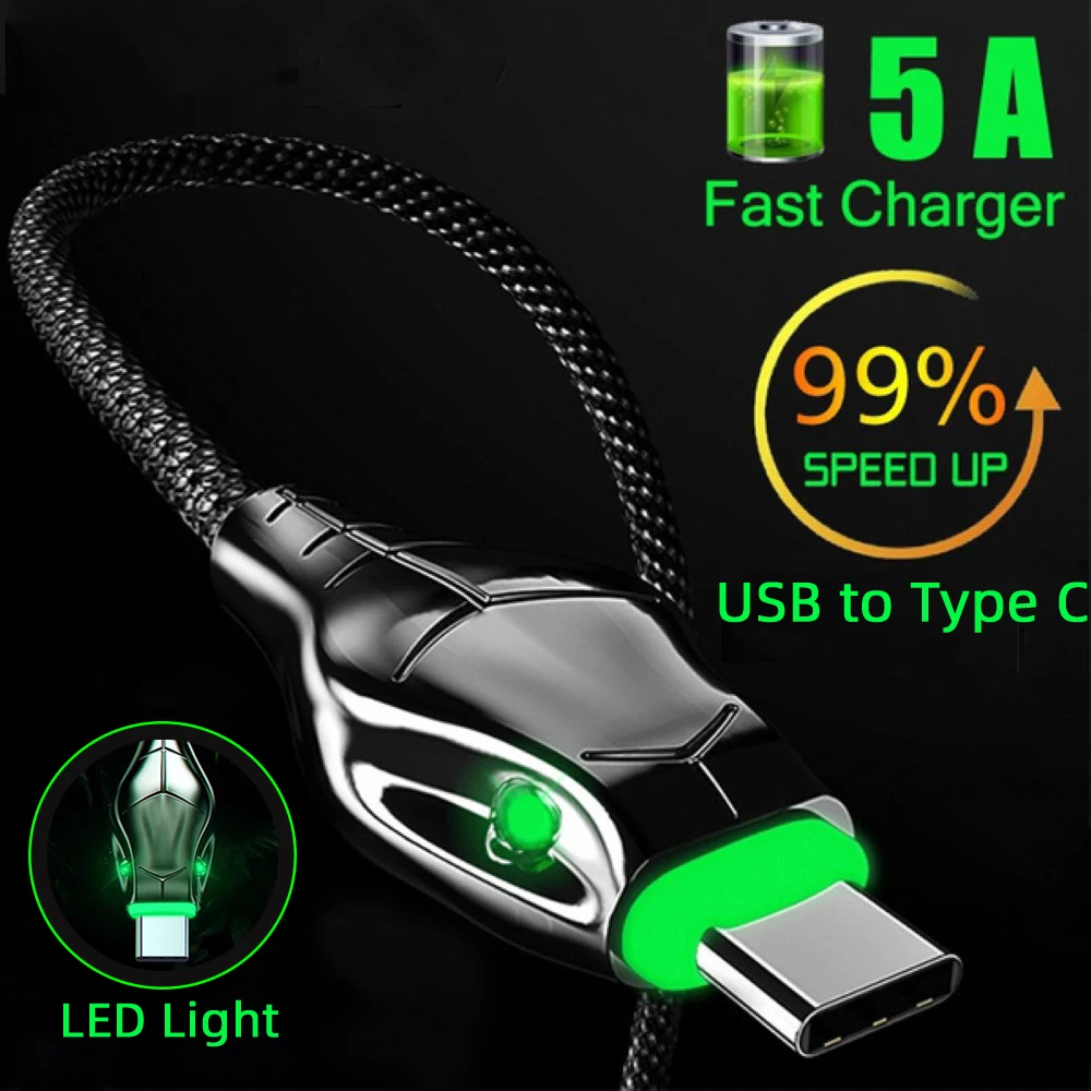 

66W 5A Fast Charging USB Type C Cable For Xiaomi Redmi POCO Huawei Samsung Mobile Phone Turbo Charge Cord USB C Charger Cable