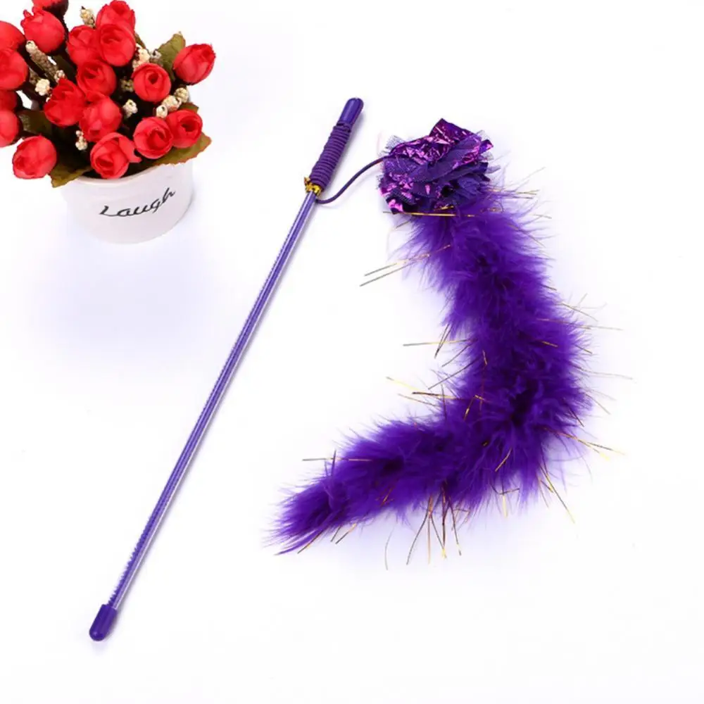 

Funny Cat Toy Fishing Rod Kitten Cat Pet Toy Stick Teaser Rainbow Streamer Interactive Cat Play Wand for Feather Toys For tool