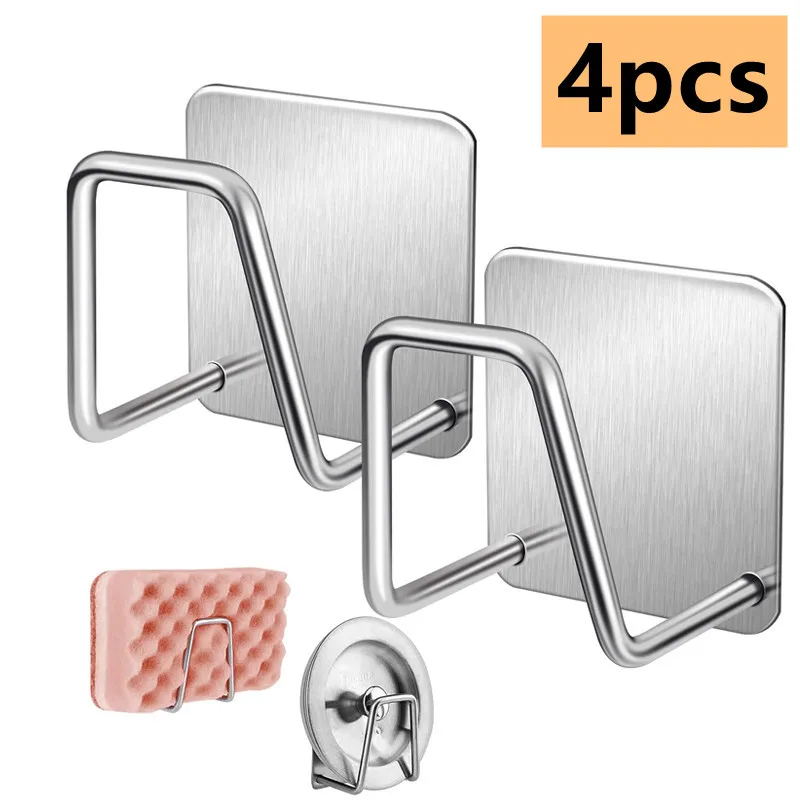 

Stainless Steel Sponges Rack Kitchen Sink Sponges Drain Drying Holder Self Adhesive Hook Storage Holder Kitchen Sink Accessories