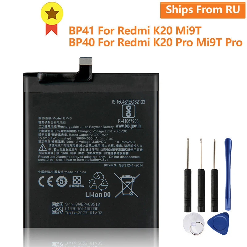 

Новый запасной аккумулятор BP41 для Xiaomi K20 BP40 для Xiaomi K20 Pro Mi 9T Pro K20 Pro, Премиум оригинальный аккумулятор
