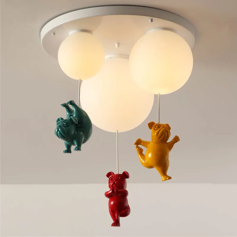 Nordic Cartoon Balloon Ceiling Lamp Creative Warm Resin Animal Dog Ceiling Chandelier Children's Room Bedroom Living Room Aisle