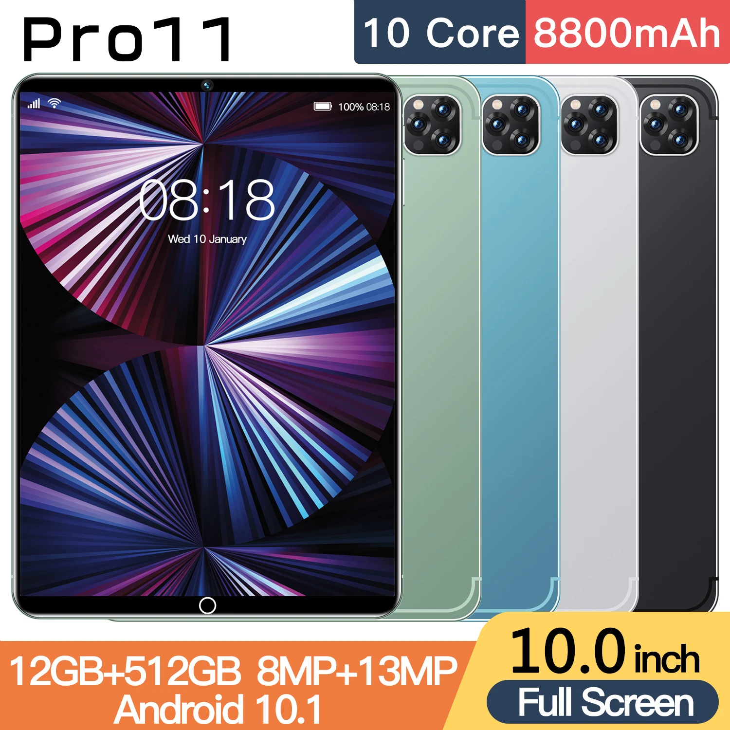 

New Sales Tab Pro11 Tablet Pad 10.1'' FHD+ Display 12GB 512GB MTK Helio G85 Octa Core PC Mode 8600mAh 13MP Camera Android 12