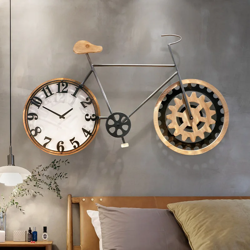 

Japanese Style Retro Nostalgic Wall Clock Creative Living Room Decoration Clock Kids Room Personalized Bicycle Clock Home Decor