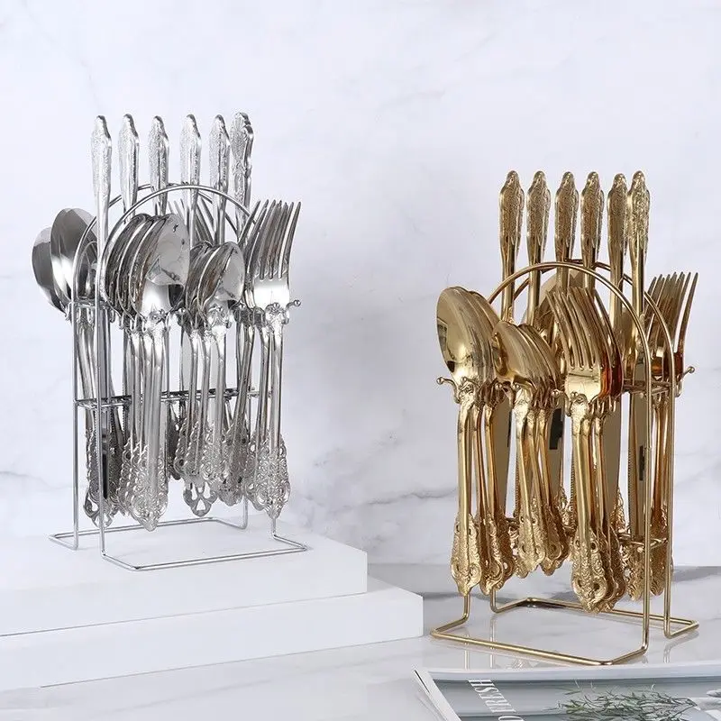 German Court Relief Gold Knife Fork And Spoon Set 304 Stainl