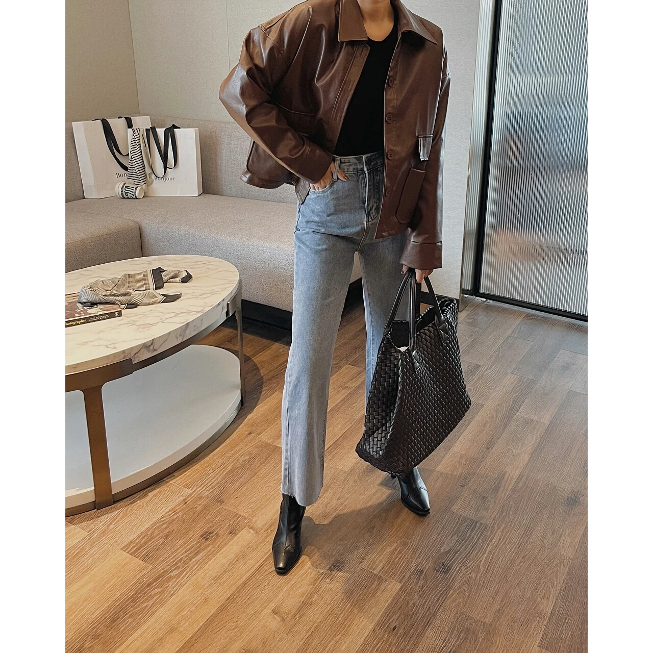 2022 Women Faux Pu Leather Jackets Blazers Trench Coats Y2k Clothes Raincoat Heavy Overcoat Demi-Season Za Oem Stylish Windbreak