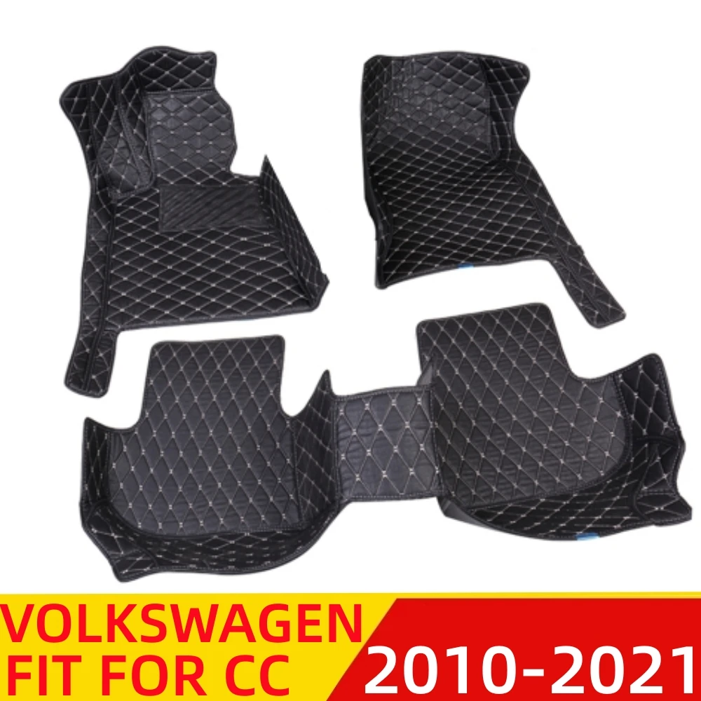 

Car Floor Mats For Volkswagen VW CC 2010 2011-2021 Waterproof Leather Custom Fit Front & Rear FloorLiner Cover Auto Parts Carpet