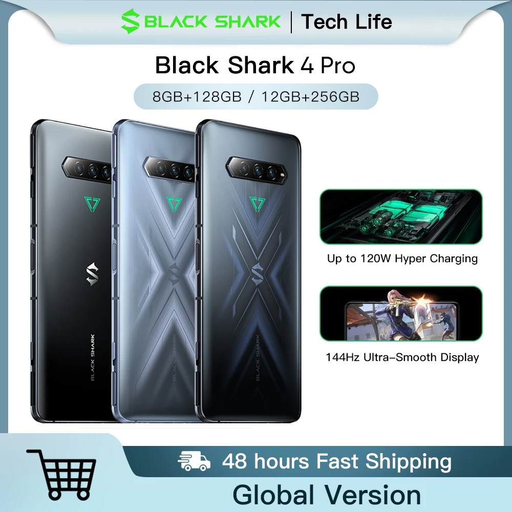 

Global Version 5G Black Shark 4 Pro Orignal Gaming Phone Celular 120W Charging Snapdragon 888 Magnetic Pop-Up Triggers 144Hz NFC
