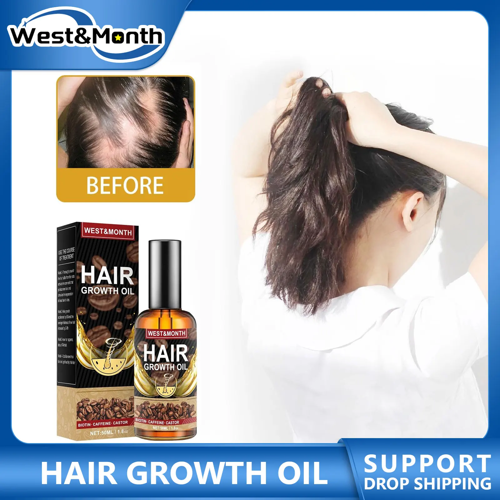

Hair Care Hair Growth Essential Oils Caffeine Repair Damaged Hair Agent Nourishing Hair Loss Liquid Dense Hair Growth Serum
