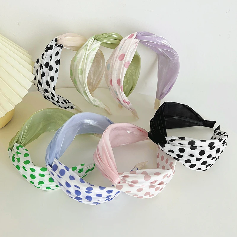 

Fashion Wide Brim Hair Hoop For Women Exquisite Cross-Criss Knot Headband Bright Silk Cloth Head Hoop Korean Hair Accessories