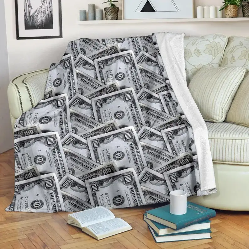 

Money Blanket - Money printed blanket - Dollar banknotes print blanket - Dollar bill print blanket