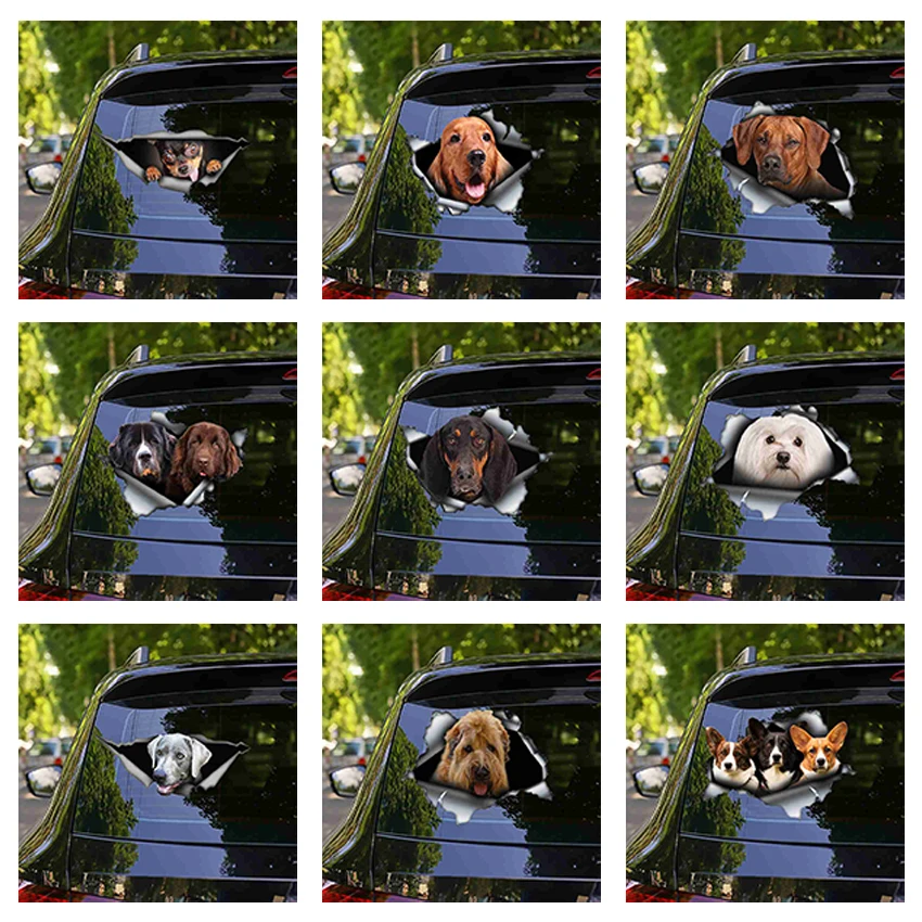 

Funny Dog Head on Crack Vinyl Car Decal Animal Car Sticker Motorcycle Accessories Window Decoration Diy Dog Head Pvc Car Sticker