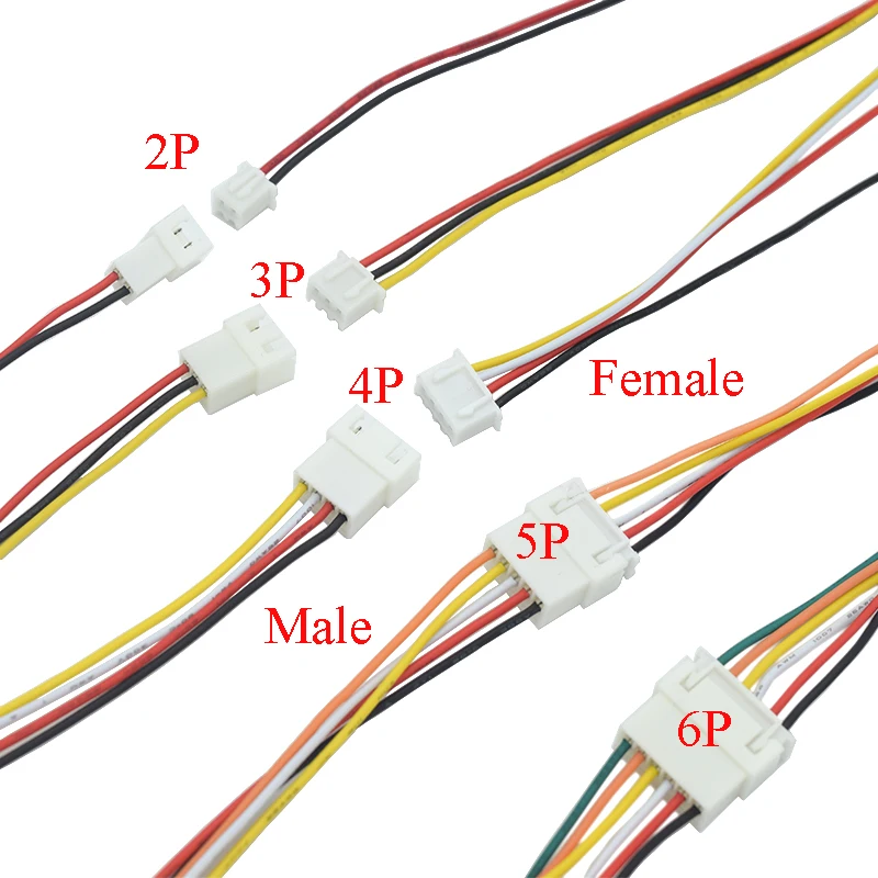 10Pairs Micro JST XH 2.54 2P 3P 4P 5P 6PIN Male Female Plug Connector 2.54mm Pitch With Wire Cable Battery Charging Cable