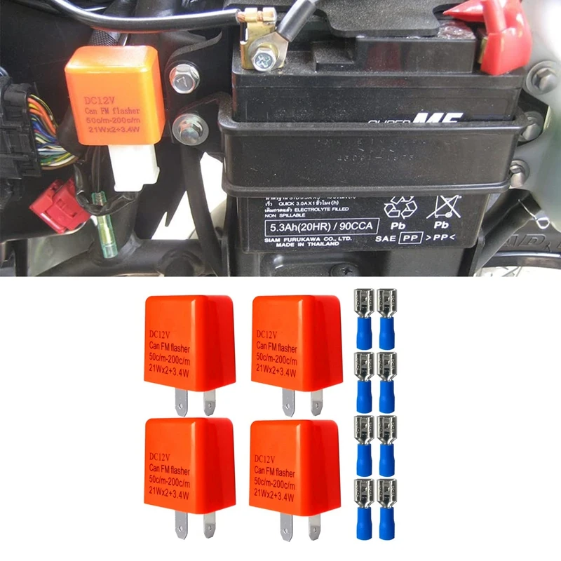 

4 PCS 2 Pin LED Indicator Flasher 12V Adjustable Frequency Of Turn Signals Blinker Indicator Relays