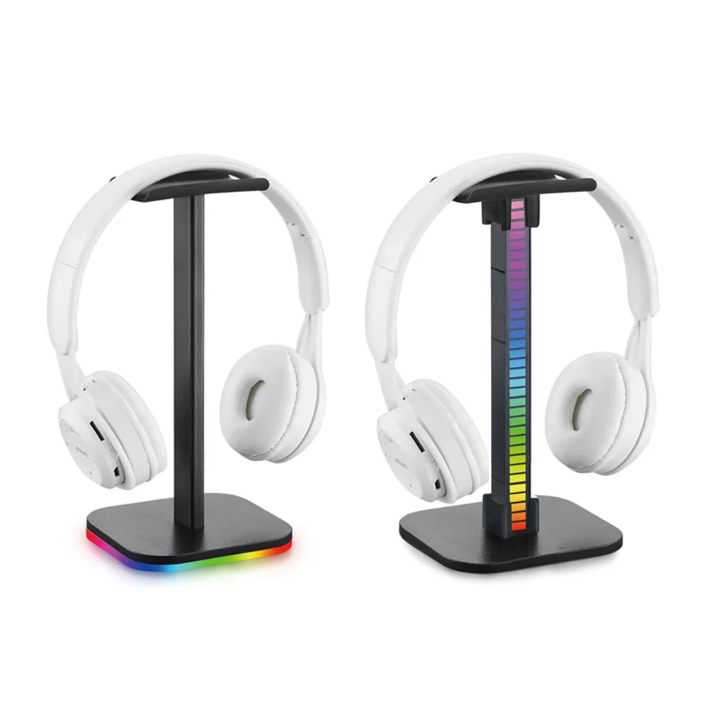 

RGB Gaming Headset Stand Desktop Monitor Stand LED Base/USB Pickup Light DC 5V-1A ABS Desktop Stand Brightness Adjustable
