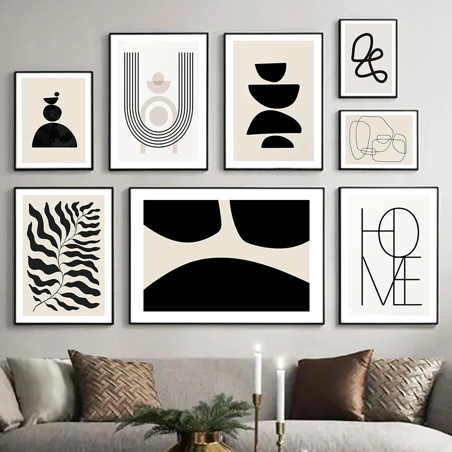 

Black White Minimalist Geometry Line Abstract Wall Art Canvas Painting Nordic Posters And Prints Wall Pictures Living Room Decor