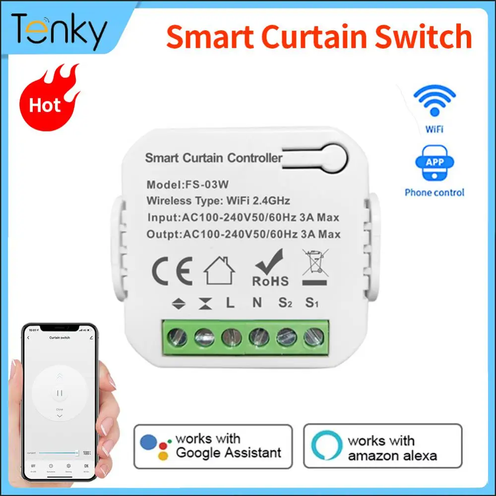 

Tuya WiFi Smart Curtain Switch Connected Roller Shutters Blinds Motor Window Curtain Controller Support Google Home Alexa Alice