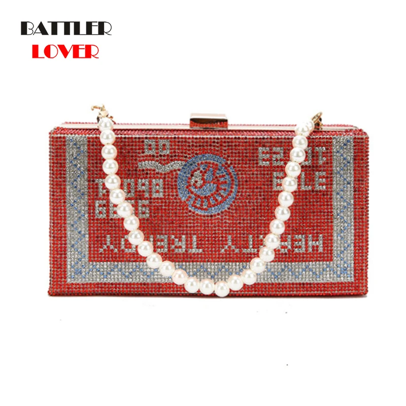 

Diamond Box Fashion Party Clutch Evening Bag For Women Pearl Chain Shoulder Flap Luxury Design Brand Wedding Purses And Handbags