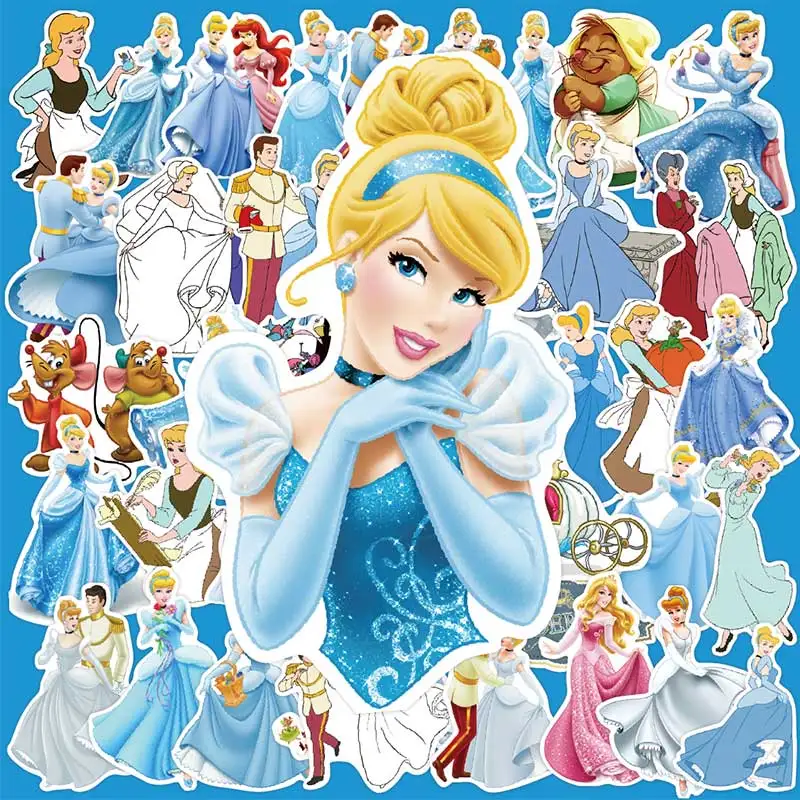 

Disney Cenicienta Sticker Girl Birthday Gift Kindergarten Wall Decor Princess Guitar Bicycle Skateboard Motorcycle Kid Toy