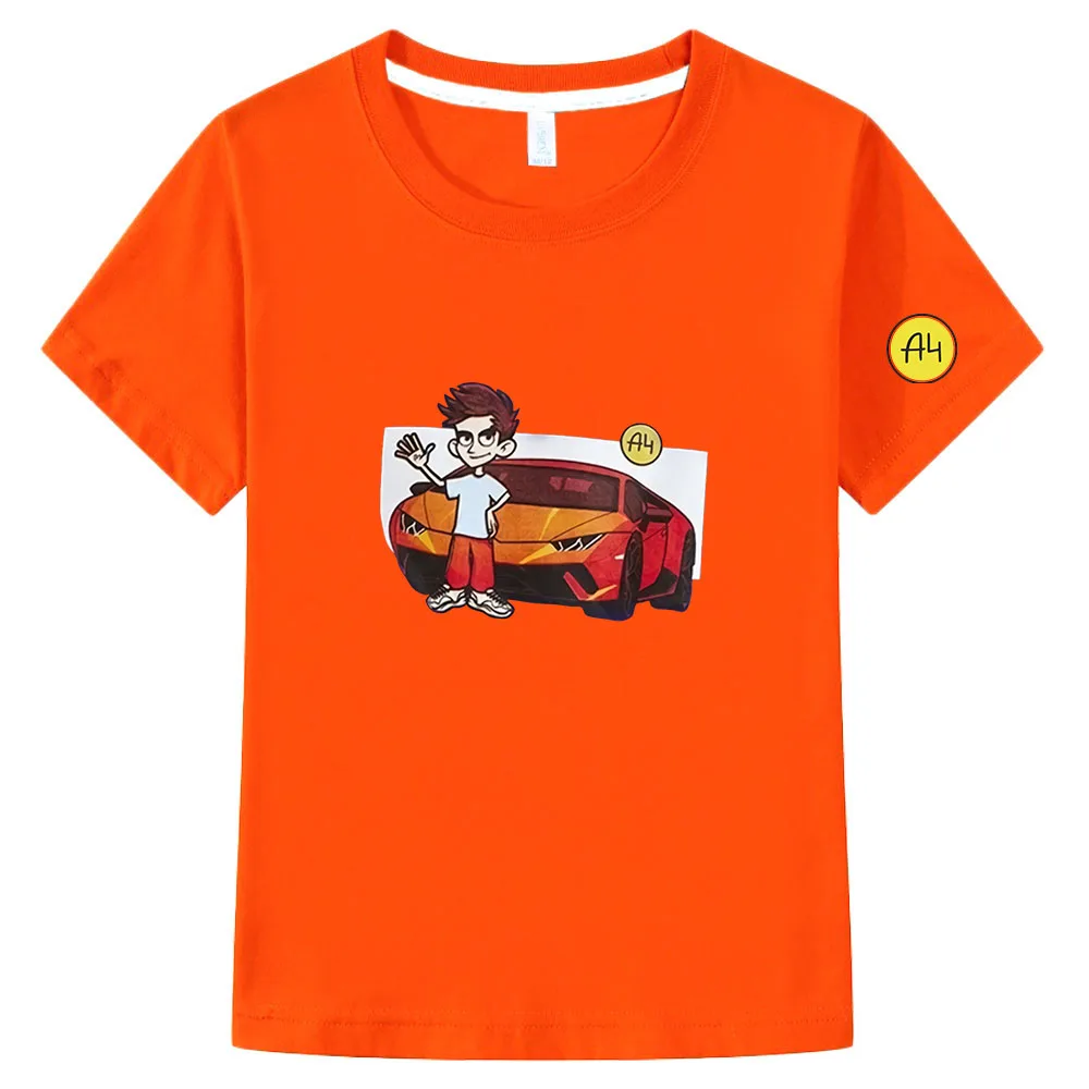 

Kids A4 мерч T-Shirt Cartoon Merch A4 Children's Clothing Girls Baby Boy Clothes Short Sleeve 100%cotoon T Shirt Family Clothing