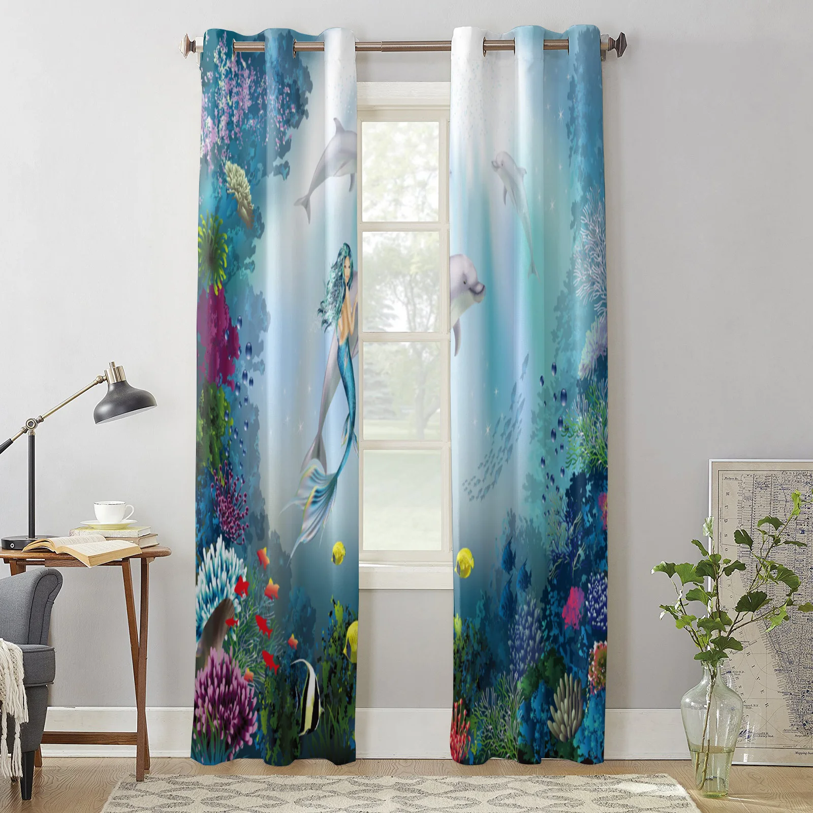 Роскошные морские Подводные Коралловые занавески с изображением русалки и
