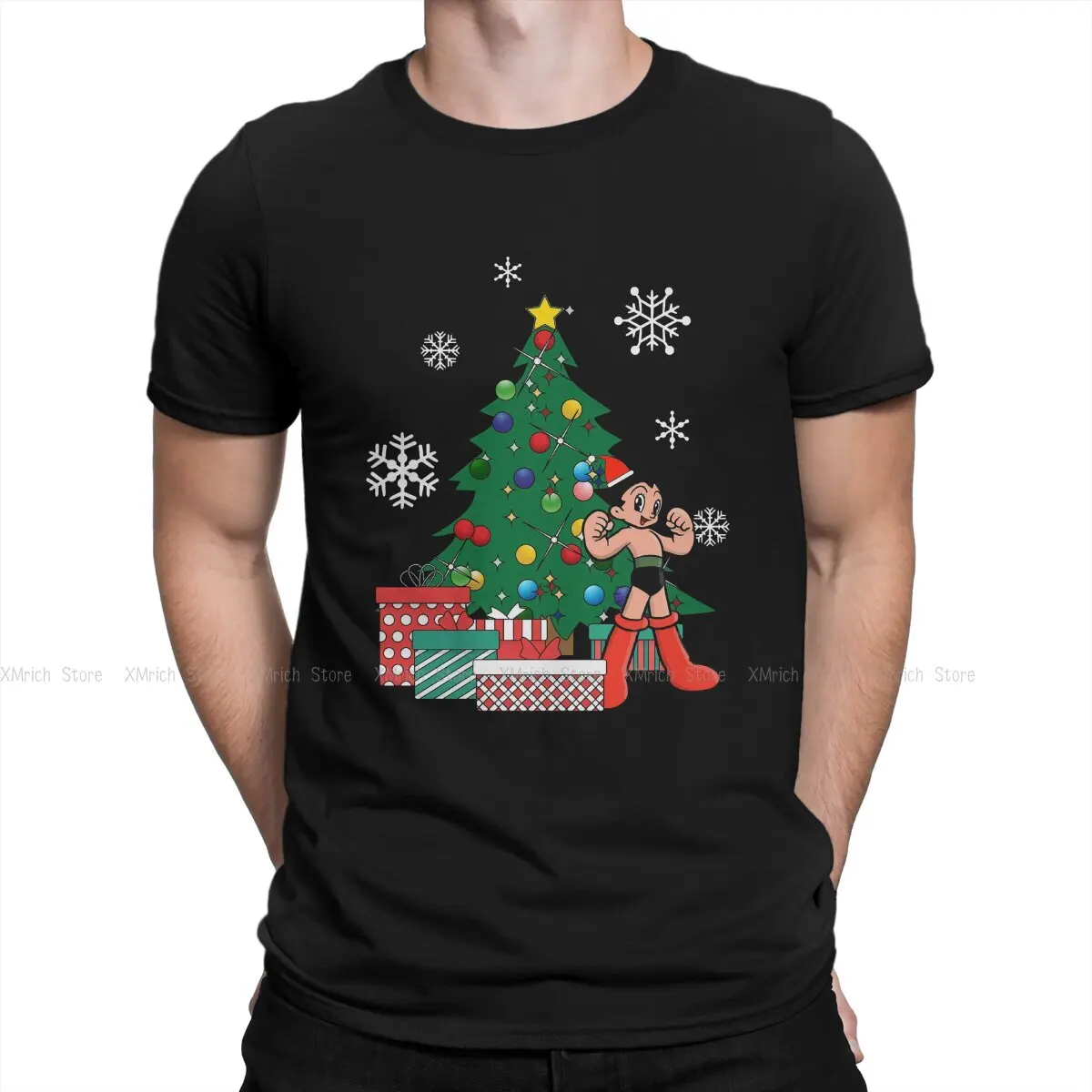 

Mighty Atom Astro Boy Tetsuwan Creative TShirt for Men Christmas Tree Round Neck Pure Cotton T Shirt Hip Hop Gift Clothes