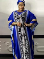 md 2022 african print dresses for women 2 pcs set plus size chiffon boubou with inner dress muslim dubai abayas turkey clothing