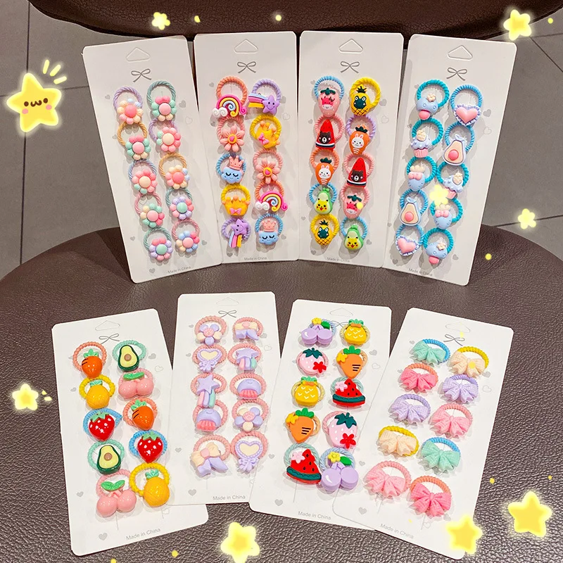 

Cartoon Hair Rope 10 Pcs/set Small Thumb Hair Circle Lovely Children Princess Fruit Animal Elastic Rubber Bands Hair Accessories