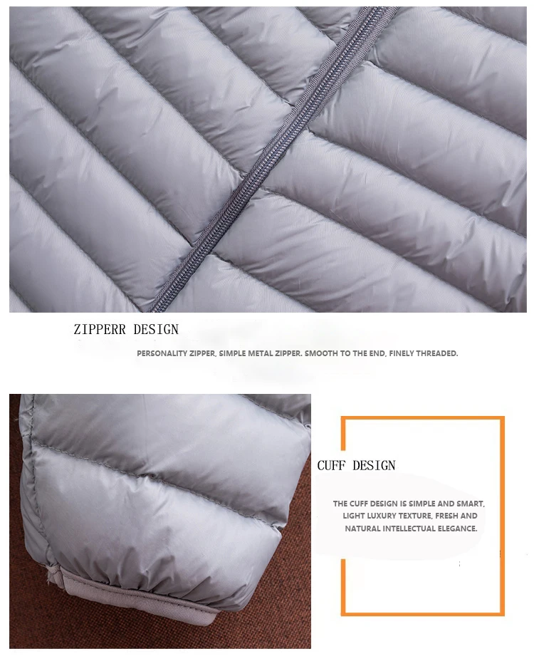 2022 New Light Down Jacket Men's Stand Collar Slim Slim Light Down Jacket Plus Size Young Men's Hood Tide