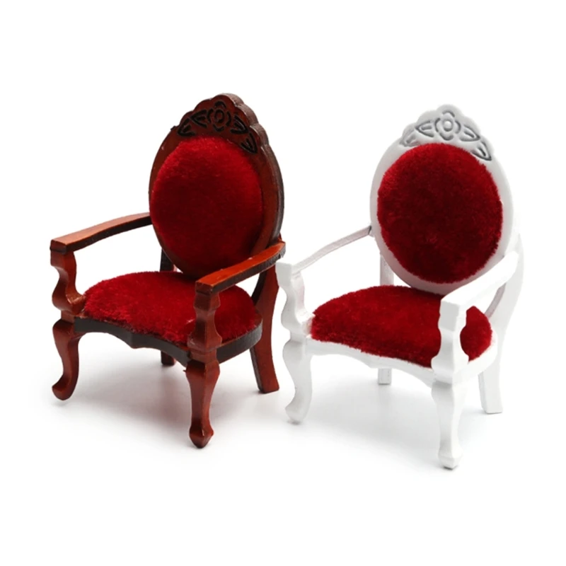 

H37A 1:12 Miniature Houses Furniture Wood Single Sofa Chairs Armchairs Dollhouse Accessories Decoration