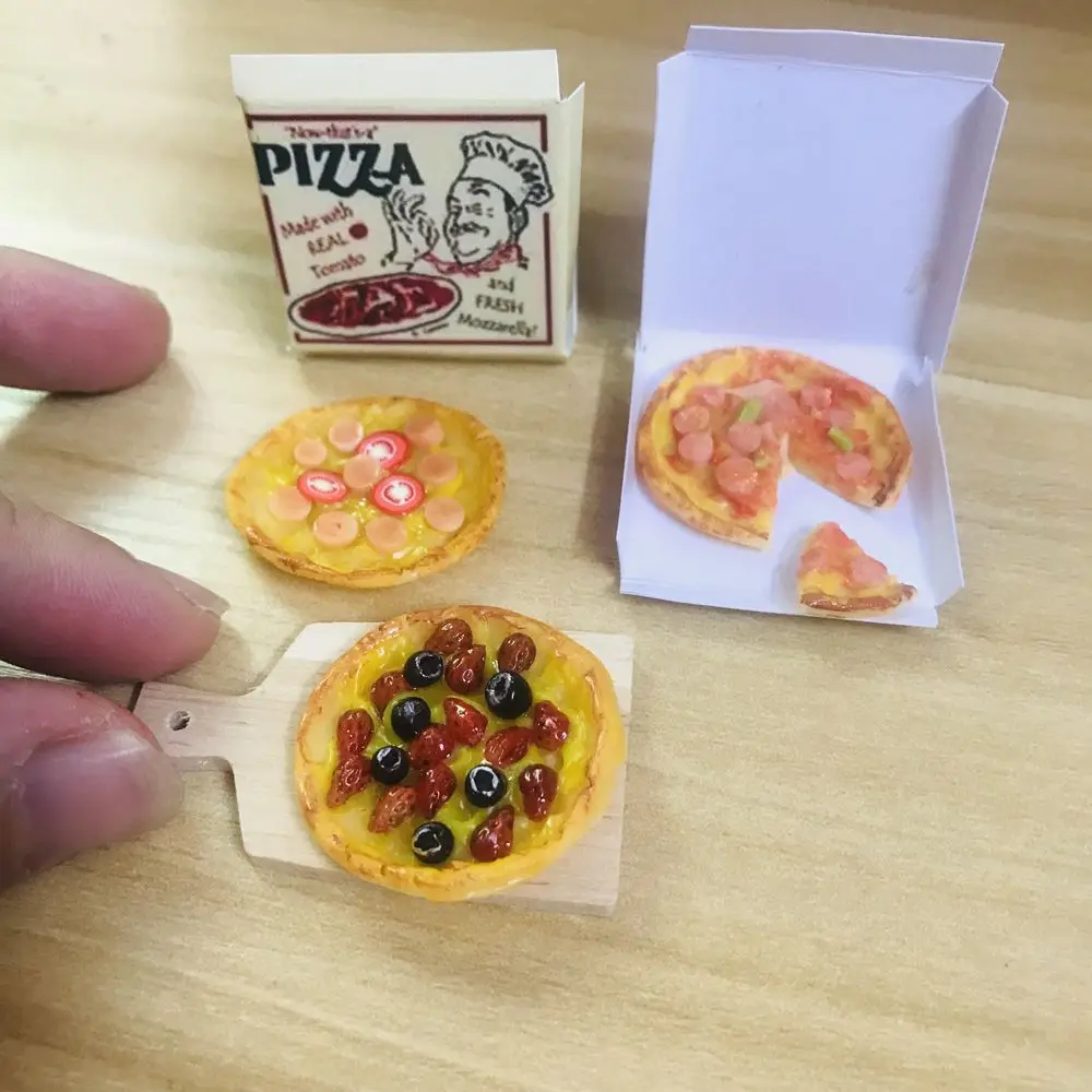 

NEW 1 Set 1/6 Scale Dollhouse Miniature Pizza Mini Fruit Bacon Pizza Bread for Doll House Kitchen Play Toys Accessories