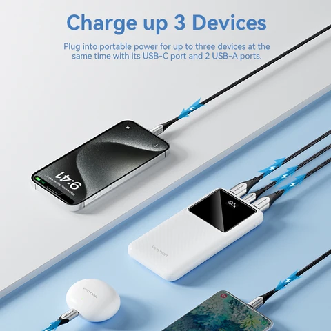 Vention RU 10000 мАч 22,5 Вт Power Bank Портативный PowerBank с быстрой зарядкой для iPhone Oneplus Xiaomi Портативное зарядное устройство