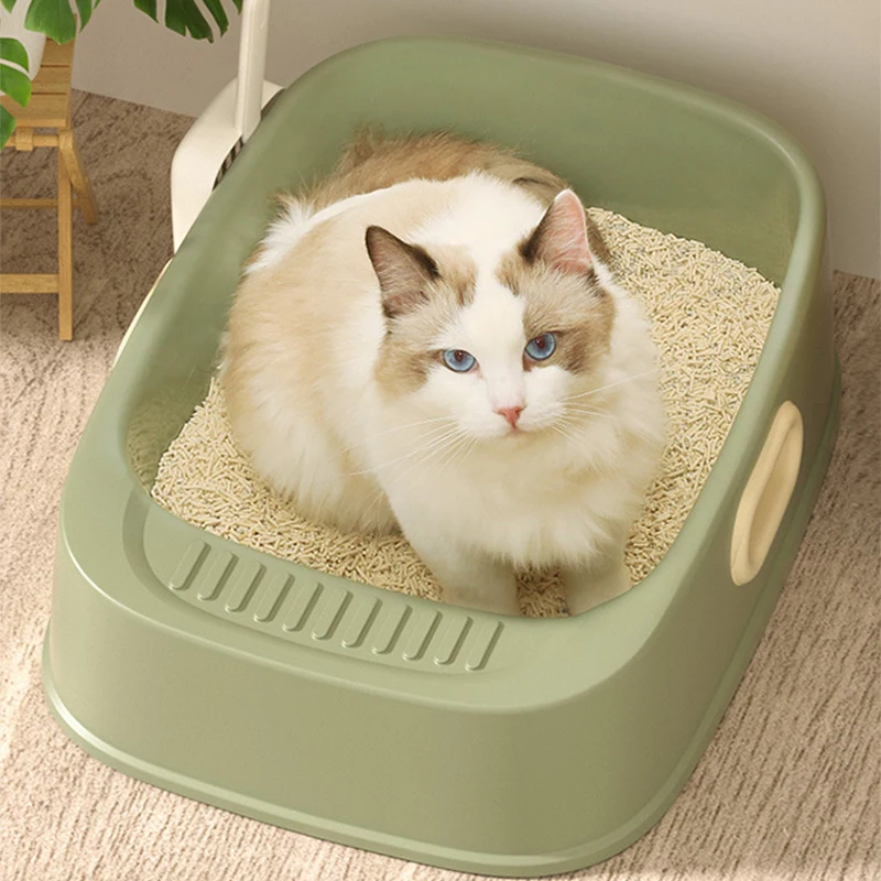 

Открытый контейнер для кошачьего туалета, вместительный пластиковый антибрызговый лоток для котят, туалета, принадлежности для уборки