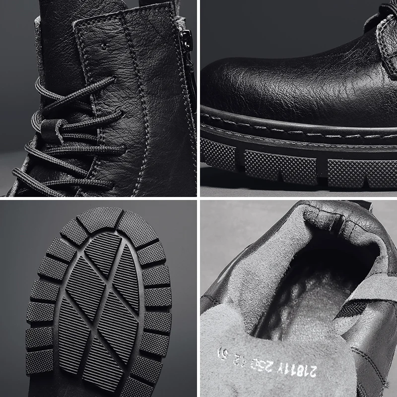 Мужские ботинки в британском стиле Golden Sapling классические черные зимние туфли из