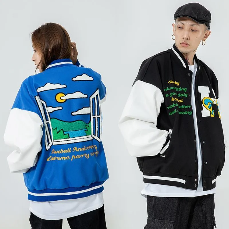 

European American alphabet embroidery jackets women's new street fashion trend baseball uniform couple coats Varsity Jacket