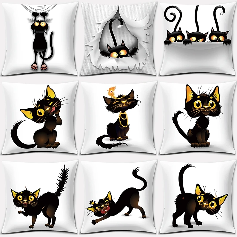 

Cartoon cute cat animal series printed pillowcase holiday party decoration accessories