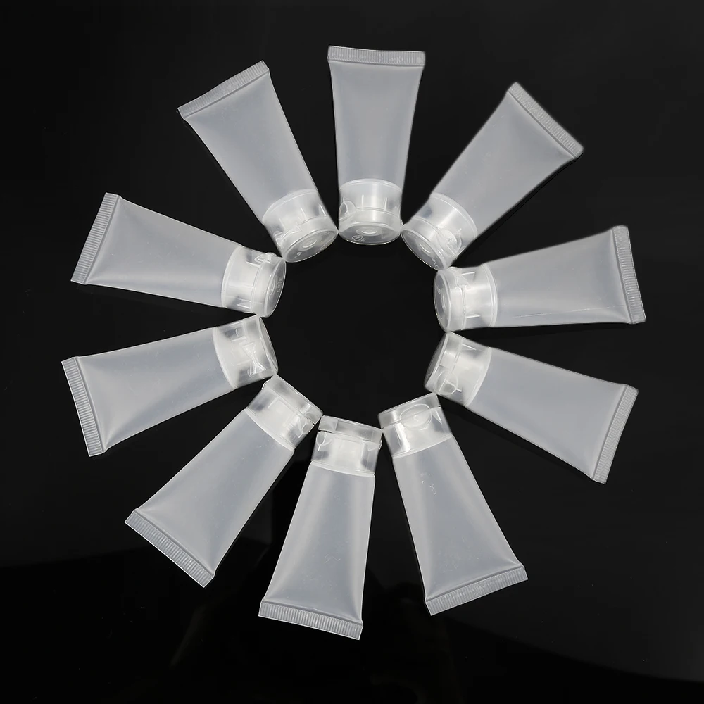 

Прозрачная пустая бутылка для очищающего средства для лица 10 шт./компл. из ПВХ, 15 мл, многоразовый контейнер для косметики, портативный лосьон/крем/очищающее средство/зубная паста