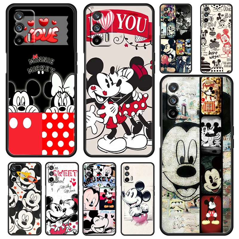 

Vintage Minnie Mickey For OPPO Realme GT Master Neo C21Y C3 9 9i 8 6 Pro A5 A9 2020 A72 A74 A53 Silicone Black Phone Case Cover