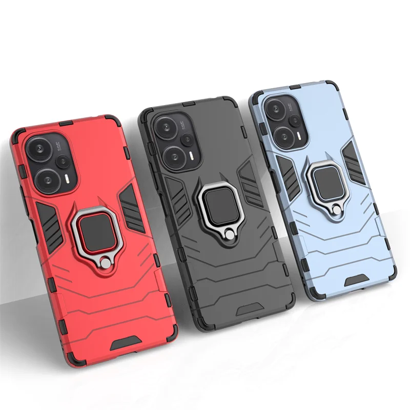 

For Xiaomi POCO F5 Case Luxuy Protective Case For POCO F5 Cover Armor Silicone PC Finger Ring Cover Poco F5 Pro X5 M5 M5S X4 Pro