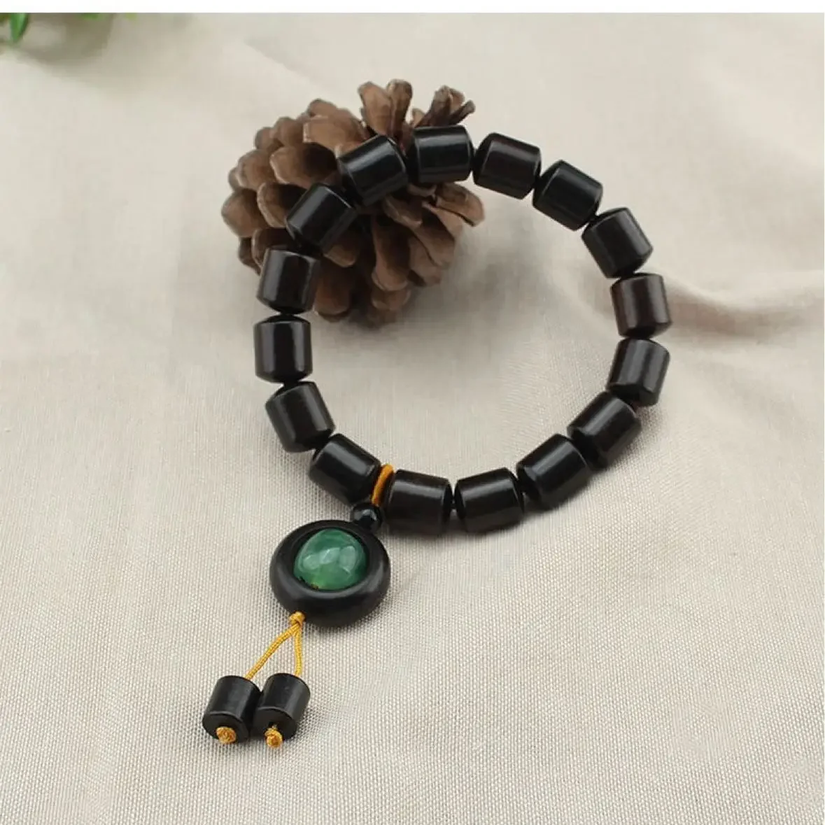 Креативный этнический браслет из черного дерева с бегового кольца уникальный