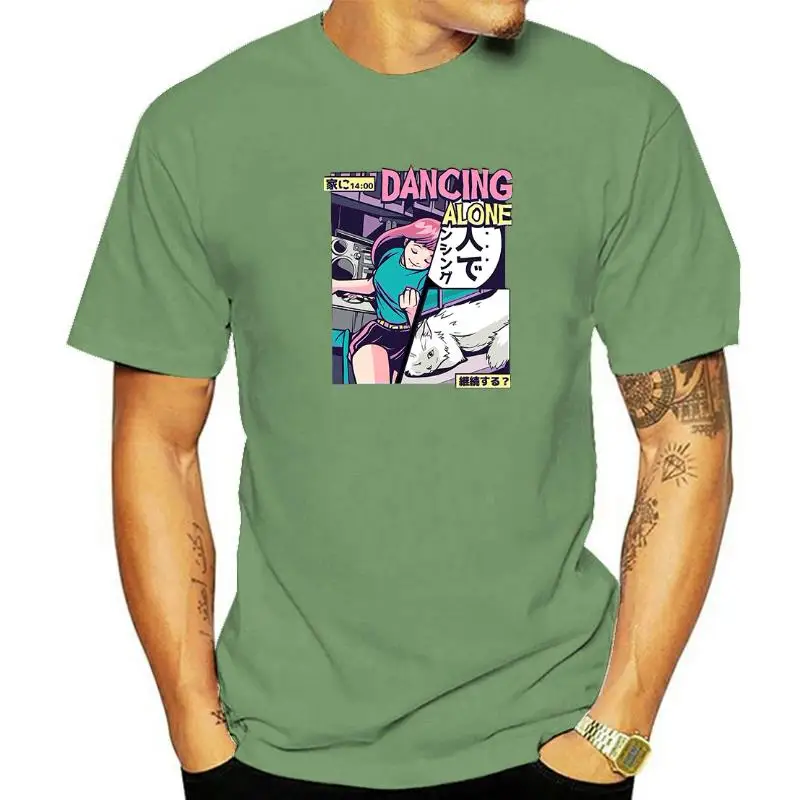 

Mens T-shirts Printed Manga Dancing Alone Girl Funny T Shirt Male Hip Hop Streetwear Top Tee Shirts Cotton Basic T-shirt Tops