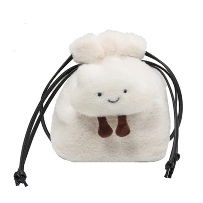 

Cute Children's Diagonal Bag Cloud Plush Handbag Ladies Drawstring Plush Messenger Shoulder Bag