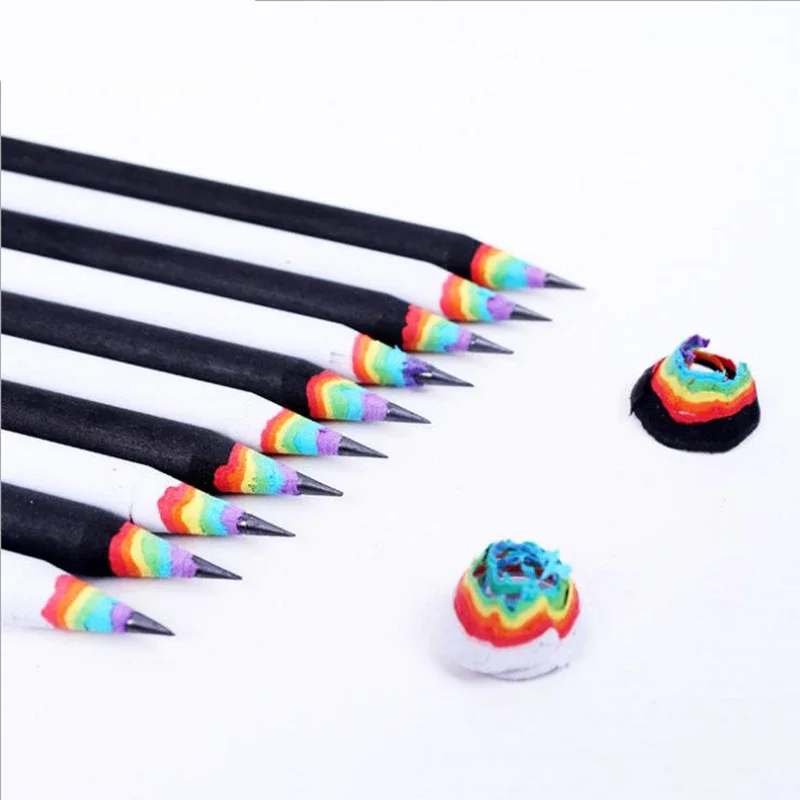 

New 5Pcs/Set Pencil Hb Rainbow Color Pencil Stationery Items Drawing Supplies Cute Pencils For School Basswood Office