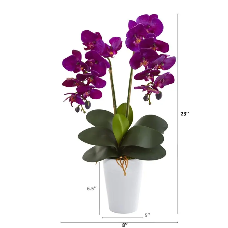 

. Eye-Catching Purple Double Phalaenopsis Orchid Artificial Arrangement in Vase, Perfect Home Decoration Gift.