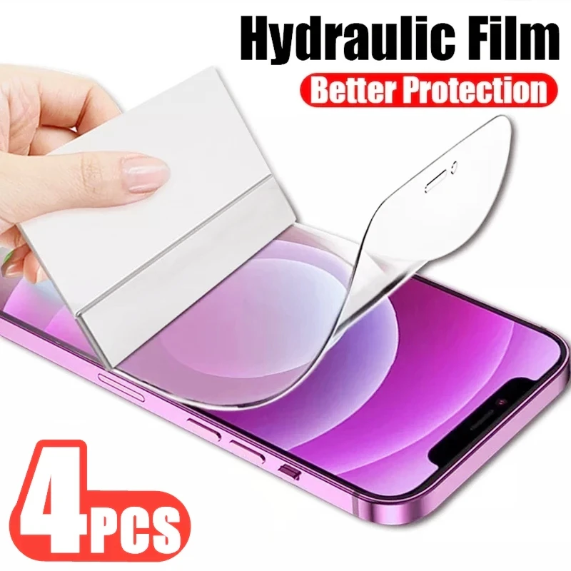 4PCS for IPhone 12 11 13 Pro Max Full Cover Hydrogel Film Screen Protectors Protective Film for IPhone X XR XS Max 6 6S 7 8 SE