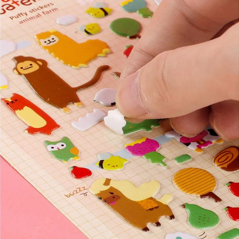 

3D Cartoon Waterproof Bubble DIY Scrapbooking Sticker Princess Animal Girls Boys Kids Children Gifts Birthday Party Decoration