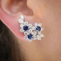 gorgeous cubic zirconia jewelry a pair fashion flower women silver earrings