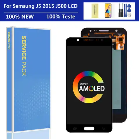 ЖК-дисплей с возможностью регулировки яркости j500f для Samsung Galaxy J5 2015 J500 J500FN J500M J500H, ЖК-дисплей с сенсорным экраном и дигитайзером в сборе