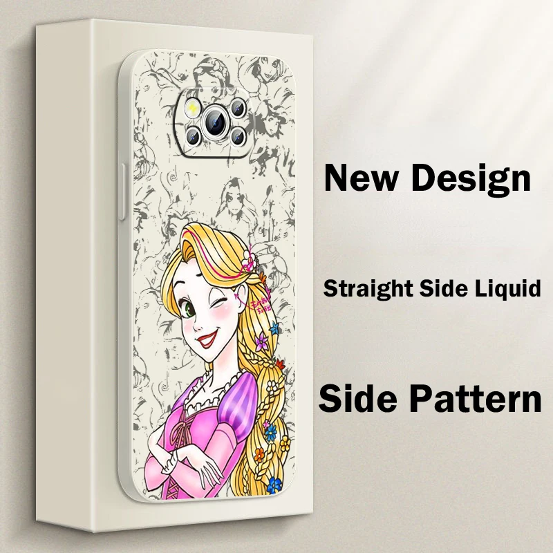 

Disney Anime Pretty Princess Liquid Rope Phone Case For Xiaomi Poco X5 X4 X3 Pro NFC F4 F3 GT M5s M4 M3 C55 C50 5G Cover