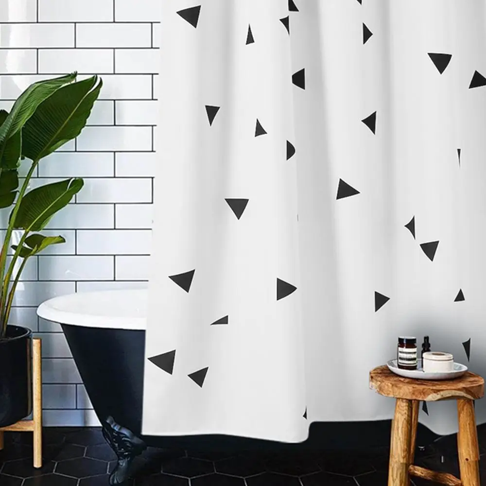 

not in/Triangle Pattern Hook Style Shower Curtain,99.9%Waterproof,Bathroom Thicken Mildew-proof Fabric,Pure Copper Buttonhole